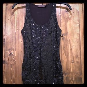Black Sequin Tank Top
